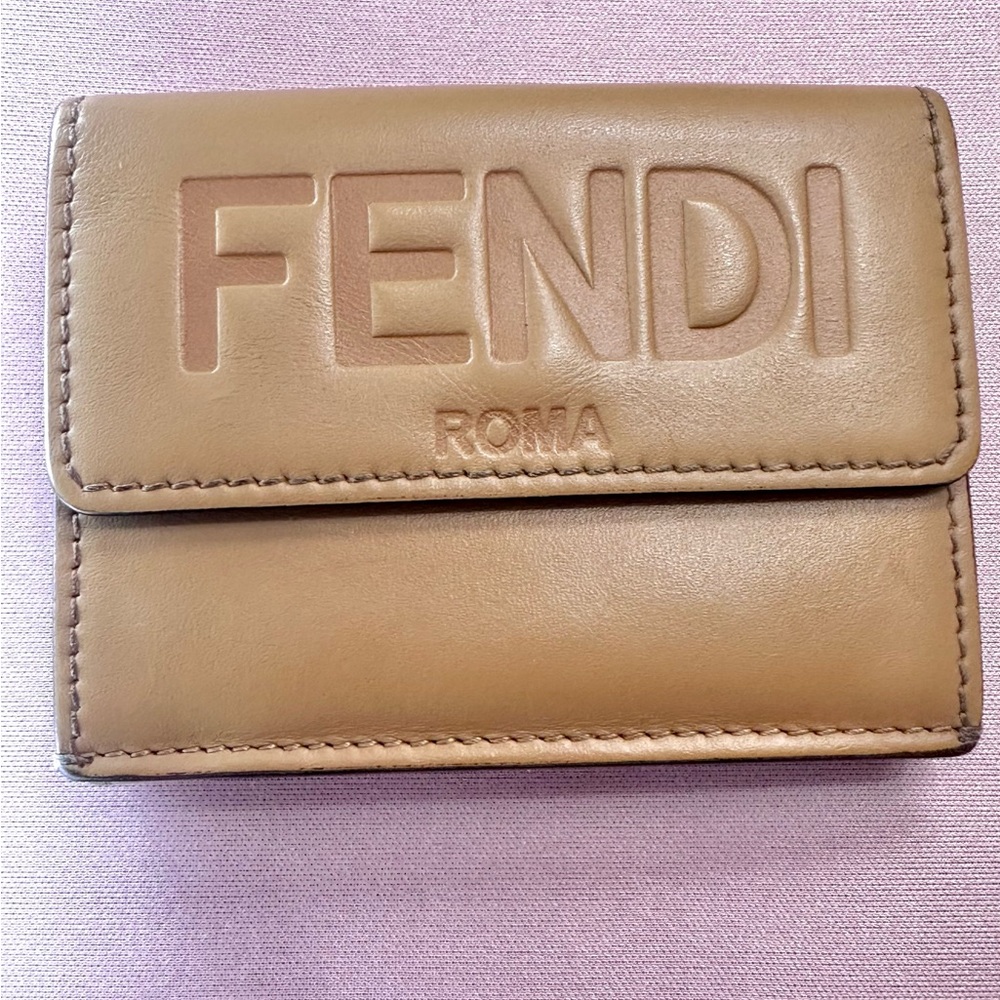 Fendi Roma light brown trifold Leather Wallet